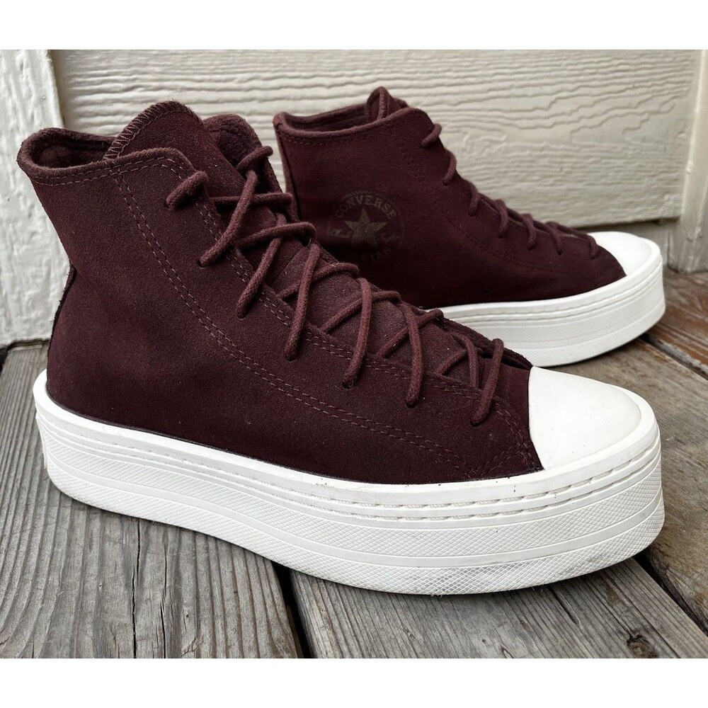 Converse All Star Women's 8.5 Modern Lift Platform Sneakers Suede Burgundy